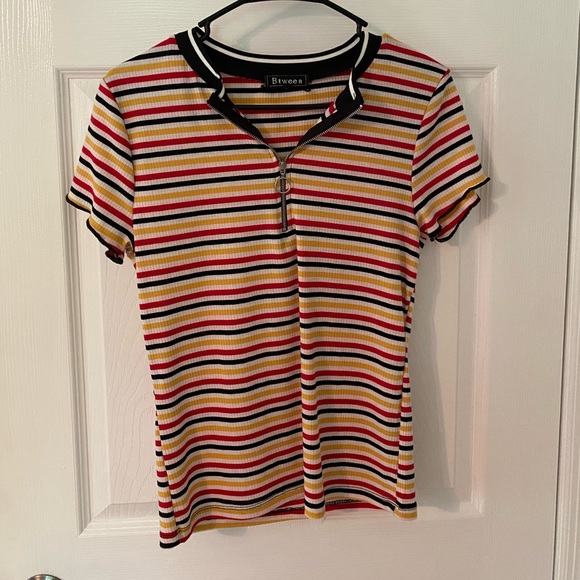 Retro Striped Zip Up Top - Picture 1 of 5